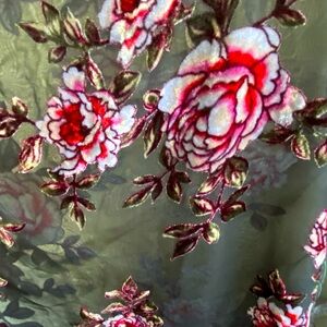 Floral Embroidered Kimono with Pink Rose Motif